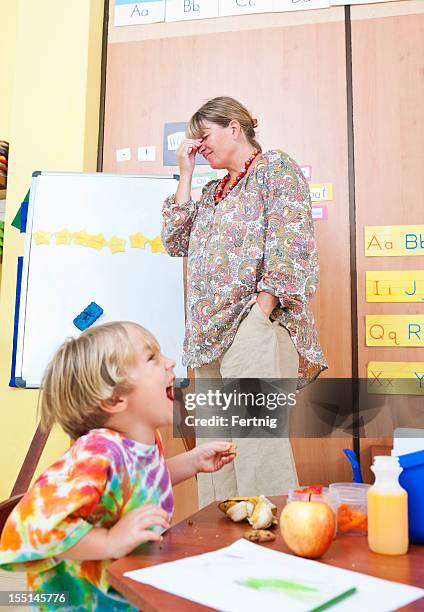 stressed teacher in the classroom - teacher shouting stock pictures, royalty-free photos & images