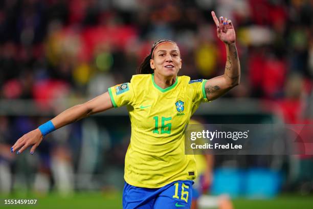 Bia Zaneratto of Brazil celebrates after scoring her team's third goal during during the FIFA Women's World Cup Australia & New Zealand 2023 Group F...