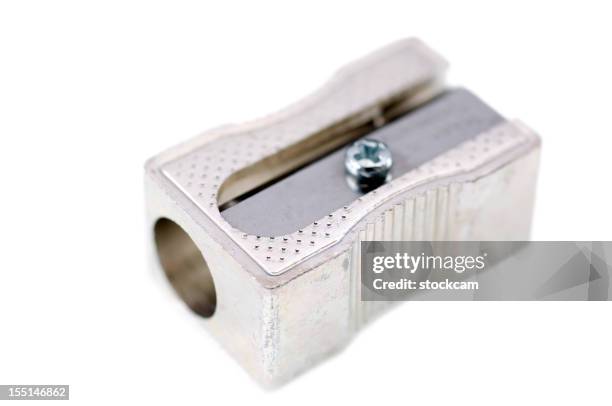 isolated closeup of pencil sharpener - pencil sharpener stock pictures, royalty-free photos & images