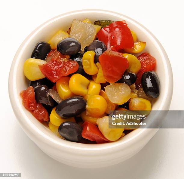 black bean and corn salsa - corn salsa stock pictures, royalty-free photos & images