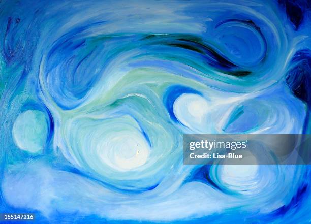 abstract aceite de pintura azul textura patrón de fondo - modern art fotografías e imágenes de stock