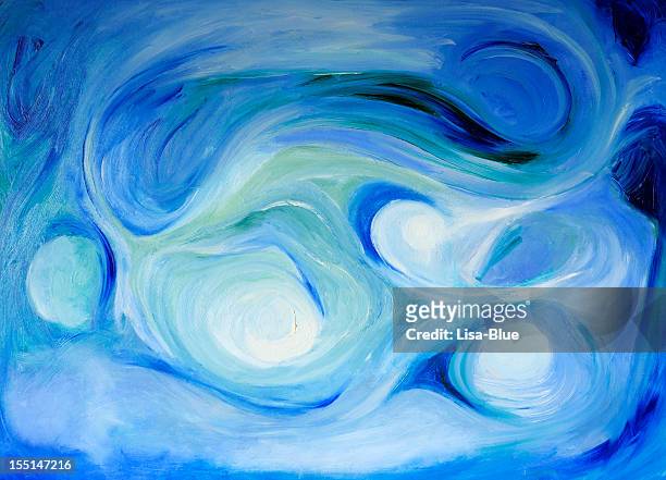 abstract oil painting blue texture background pattern - modern art stock pictures, royalty-free photos & images