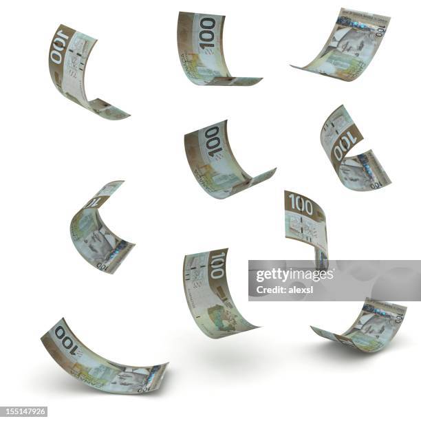 falling canadian dollars - canadian dollars stock pictures, royalty-free photos & images