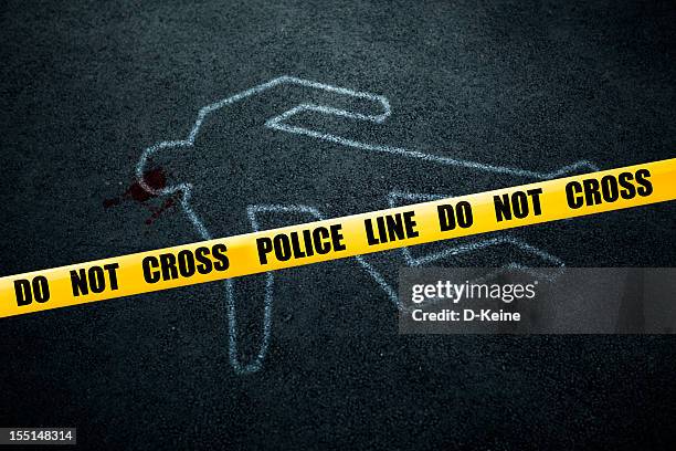 polizei-linie - chalk outline stock-fotos und bilder