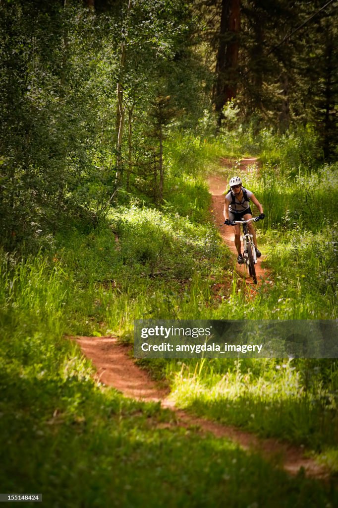 Woman mountain biking