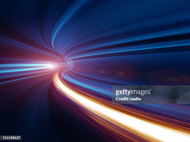 moto velocità astratta nel tunnel - effetto luminoso foto e immagini stock