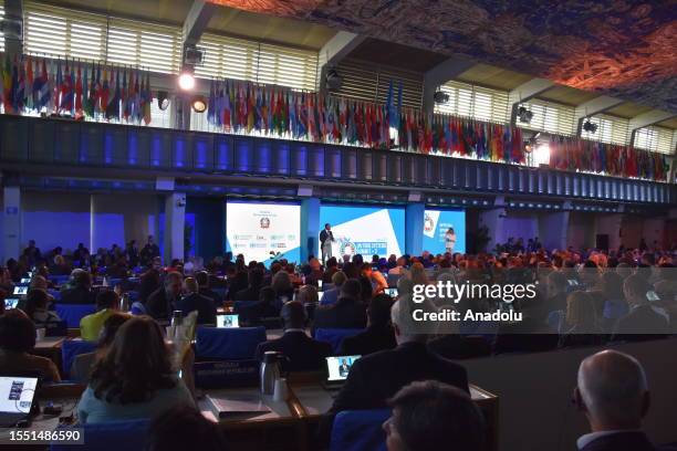 General view of The UN Food Systems Summit at the premises of the Food and Agriculture Organization of the United Nations in Rome, Italy on July 24,...