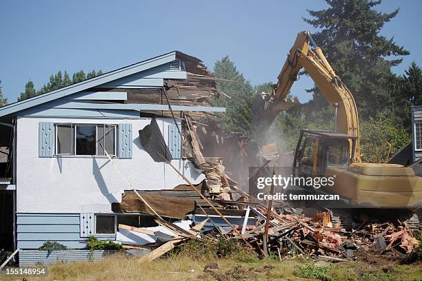 demolishing - house rubble stock pictures, royalty-free photos & images