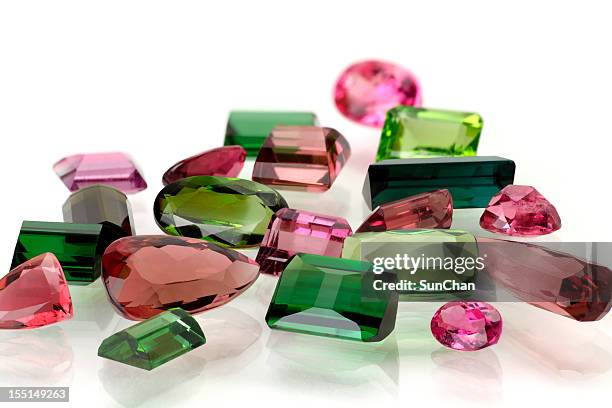 pile of tourmaline in various color - tourmaline gem stock pictures, royalty-free photos & images