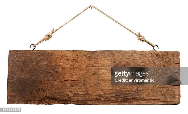 old weathered wood signboard. - hanging stock pictures, royalty-free photos & images
