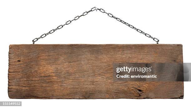 old piece of weathered wood signboard. - driftwood stock pictures, royalty-free photos & images