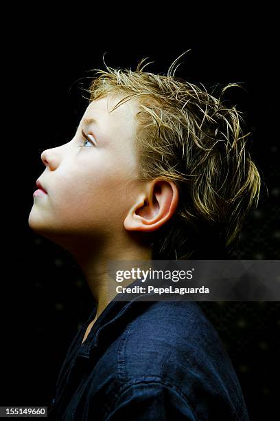 childhood and hope - boy portrait studio stock pictures, royalty-free photos & images