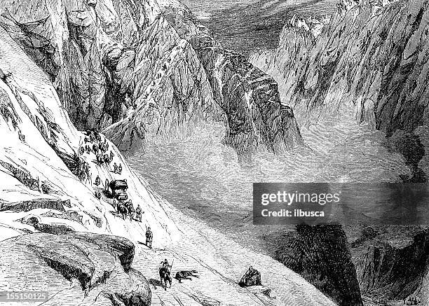 caucasus mountain landscape - kazakhstan culture stock illustrations