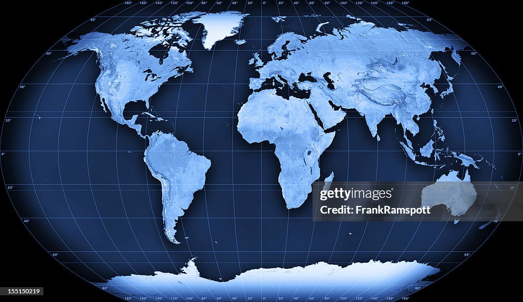 Topographic mapa mundial Kavraisky VII de proyección