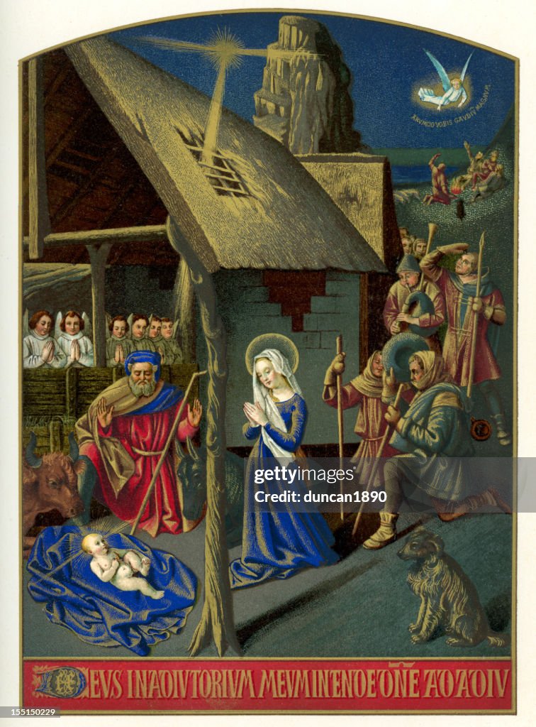 Nativity Scene Bethlehem And The Shepherds High-Res Vector Graphic ...
