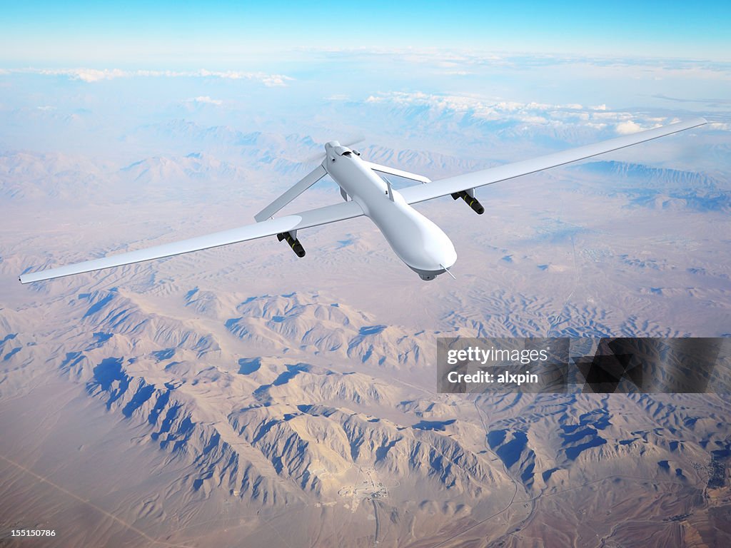 Vue aérienne du véhicule sans pilote (UAV