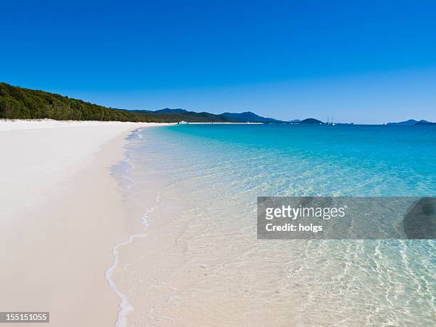 whitehaven beach on whitsunday island, australia - whitehaven beach stock pictures, royalty-free photos & images
