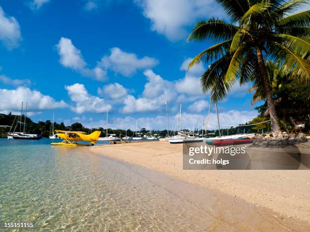 beach scene at vanuatu - port vila stock pictures, royalty-free photos & images