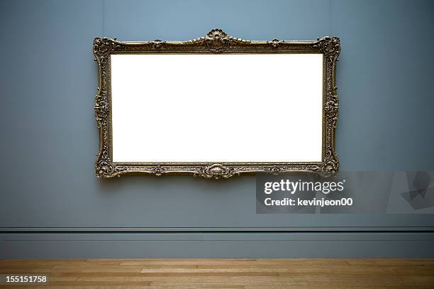 empty frame on wall - empty art gallery stock pictures, royalty-free photos & images