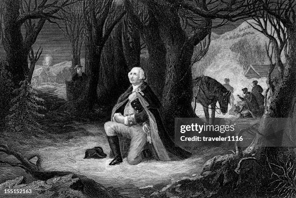illustrations, cliparts, dessins animés et icônes de george washington à valley forge - george washington