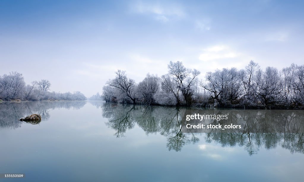 Winter frozen lake