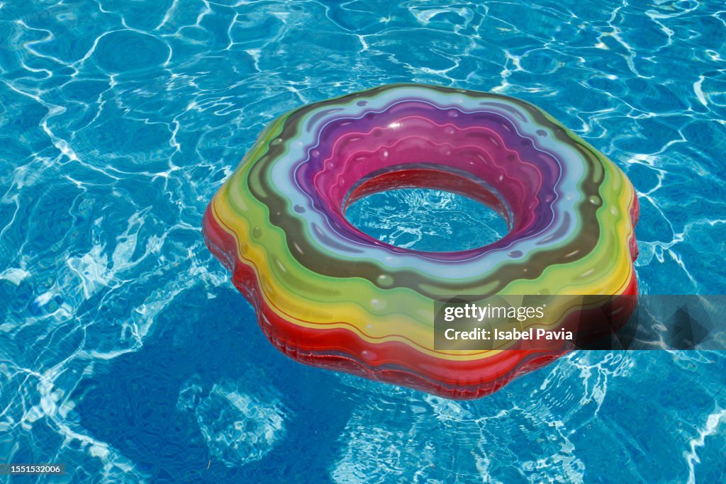 Floatable Ring Inflatable Swim Rings Floating At Swimming Pool High-Res Stock Photo ...