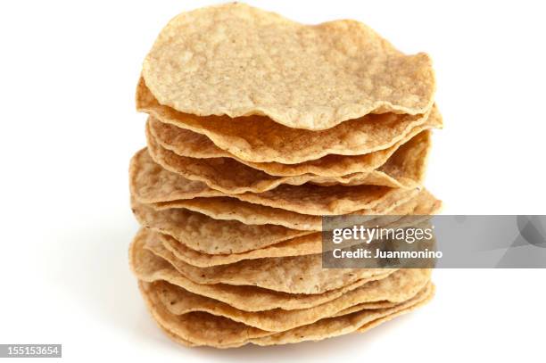 stack of mexican tostadas - tostada stock pictures, royalty-free photos & images