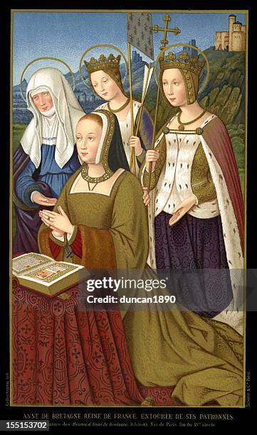 queen anne of brittany - circa 15th century stock illustrations
