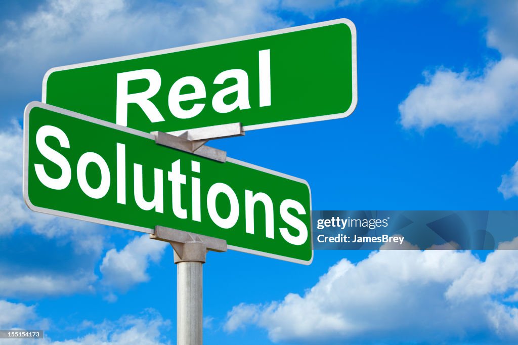 Real Solutions R Real Solutions Street Intersection Sign High-Res Stock Photo - Getty Images