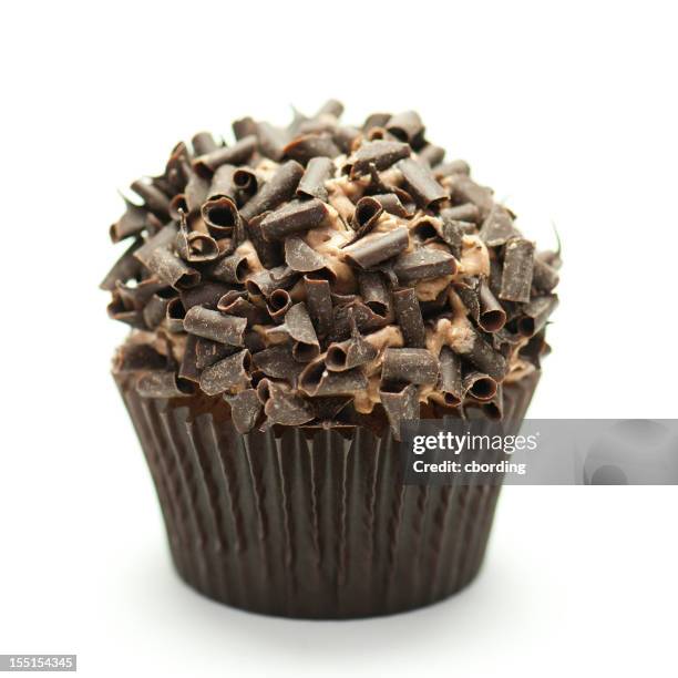 chocolate cupcake - chocolate chunks on white stock pictures, royalty-free photos & images