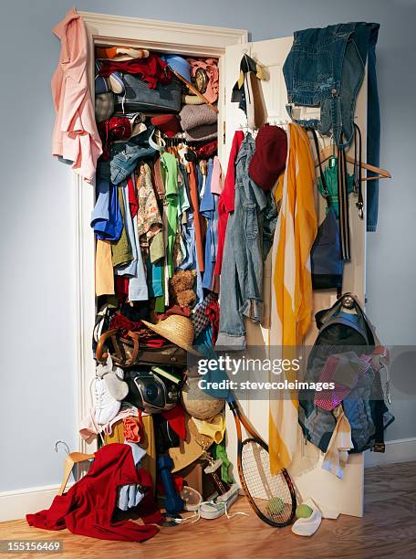 messy chaos closet - manufactured object stock pictures, royalty-free photos & images