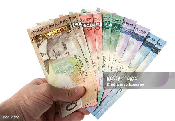 canadian currency - canadese valuta stockfoto's en -beelden