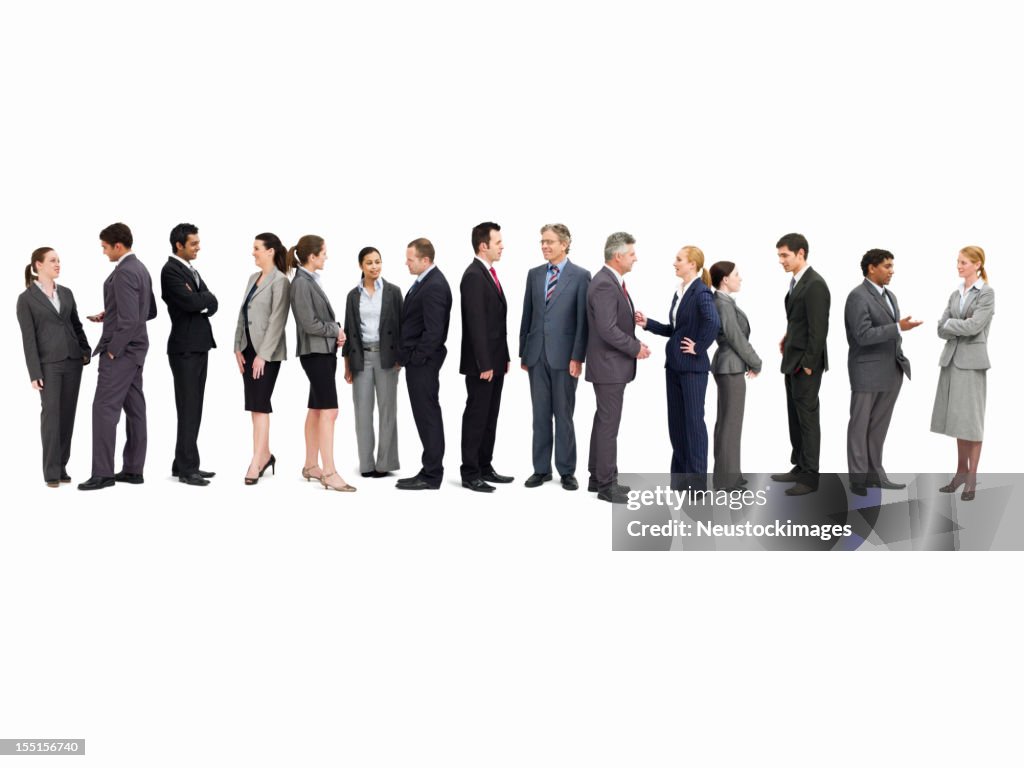 Line of Businesspeople Talking - Isolated