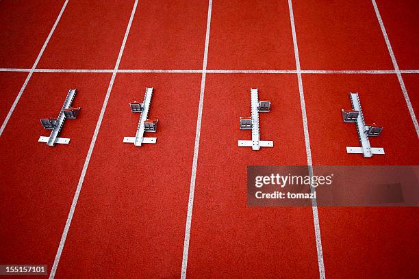 starting block on running track - starting block stock pictures, royalty-free photos & images