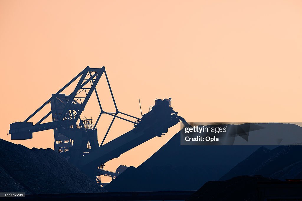 Silhouette of a coal conveyor belt