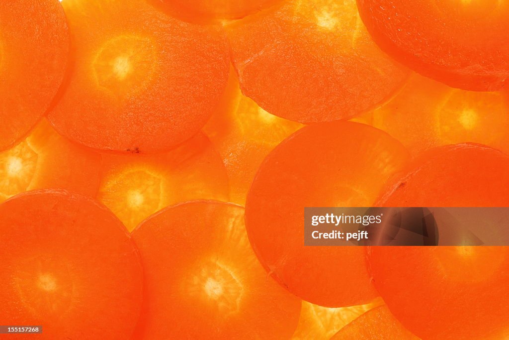 Carrot cross sections makes an Orange background