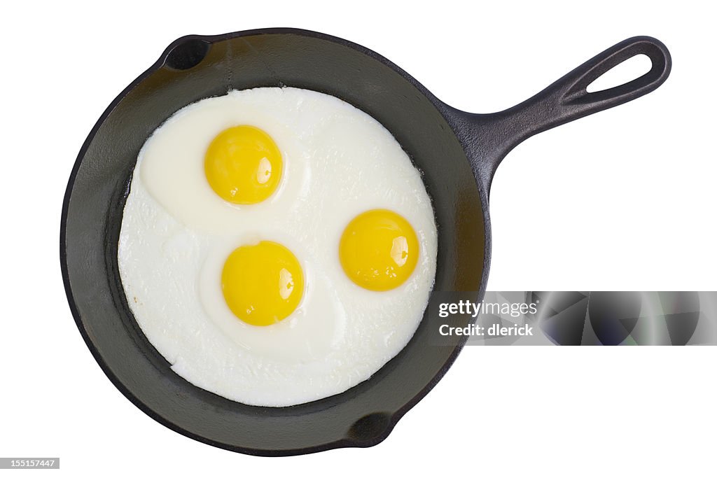 Breakfast of Fried Eggs in Skillet
