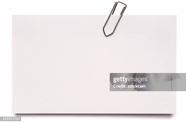 blanc carte d'index - trombone photos et images de collection