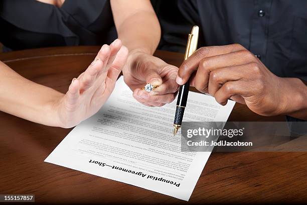 prenuptial agreement - divorce lawyer stock pictures, royalty-free photos & images