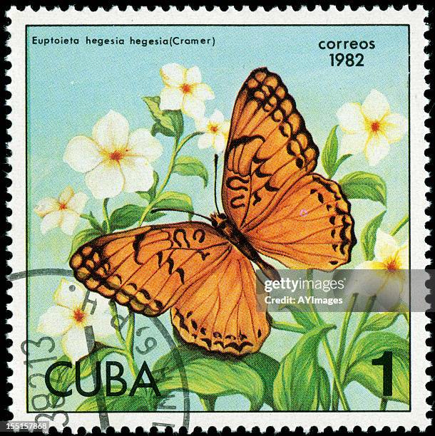 stamp from cuba with butterfly - 1982 stock pictures, royalty-free photos & images