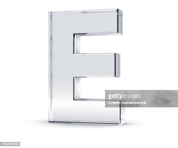 three dimensional letter e on white background - 3d alphabet stock pictures, royalty-free photos & images