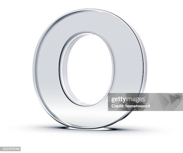 a metallic letter o standing upward - alphabet 3d stock pictures, royalty-free photos & images