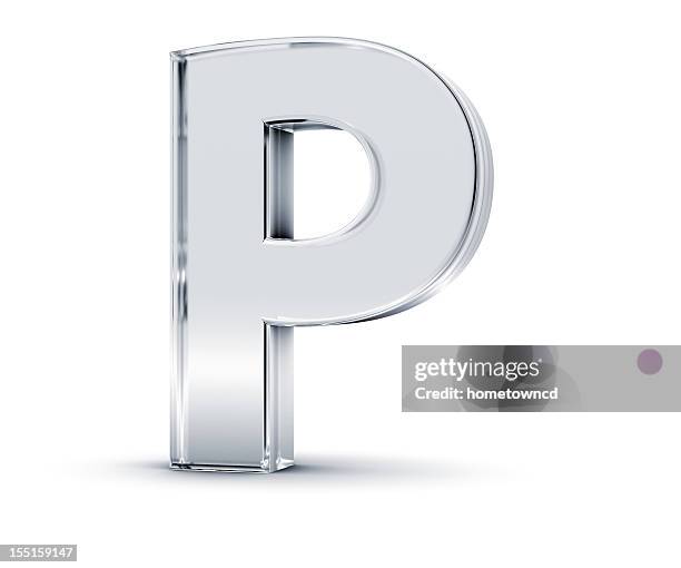 metallic three dimensional letter p - alphabet 3d stock pictures, royalty-free photos & images