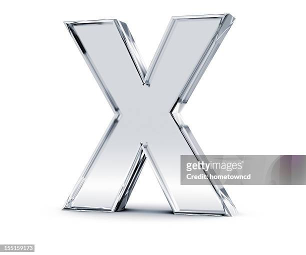 alphabet x in silver plague against white background - letter x stock pictures, royalty-free photos & images