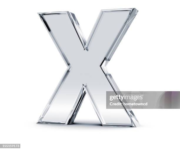 alphabet x in silver plague against white background - 3d letters stock pictures, royalty-free photos & images