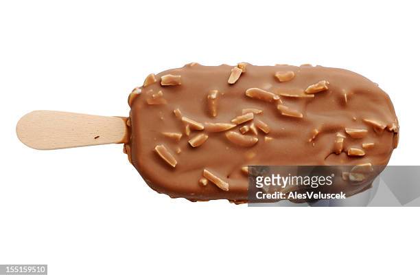 ice cream bar - almonds on white stock pictures, royalty-free photos & images