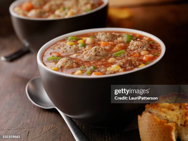 quinoa turkey meatball soup - turkey meat balls stock pictures, royalty-free photos & images