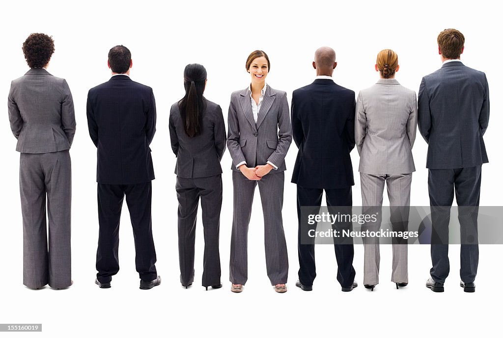Businesswoman Facing Opposite From Her Colleagues - Isolated