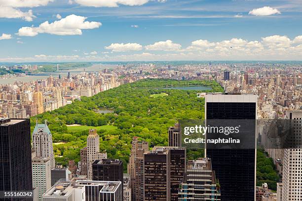 aerial view of central park - central park stockfoto's en -beelden