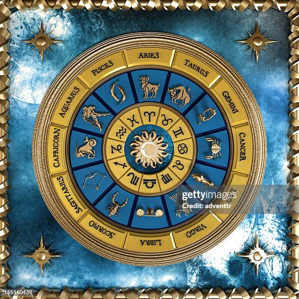 zodiac wheel - virgo symbol stock pictures, royalty-free photos & images